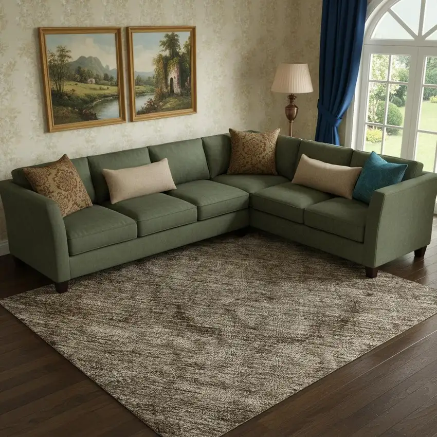 Brown And Taupe Abstract Washable Area Rug With UV Protection Photo 2