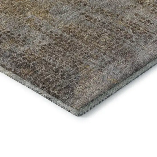 Brown And Taupe Abstract Washable Area Rug With UV Protection Photo 4