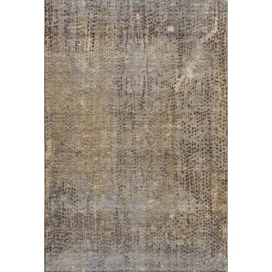 Brown And Taupe Abstract Washable Area Rug With UV Protection Photo 3