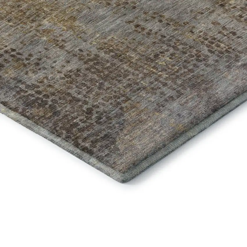 Brown And Taupe Abstract Washable Area Rug With UV Protection Photo 4