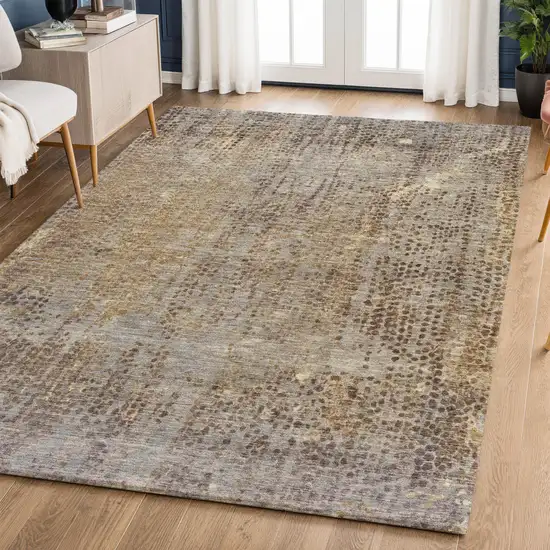Brown And Taupe Abstract Washable Area Rug With UV Protection Photo 2
