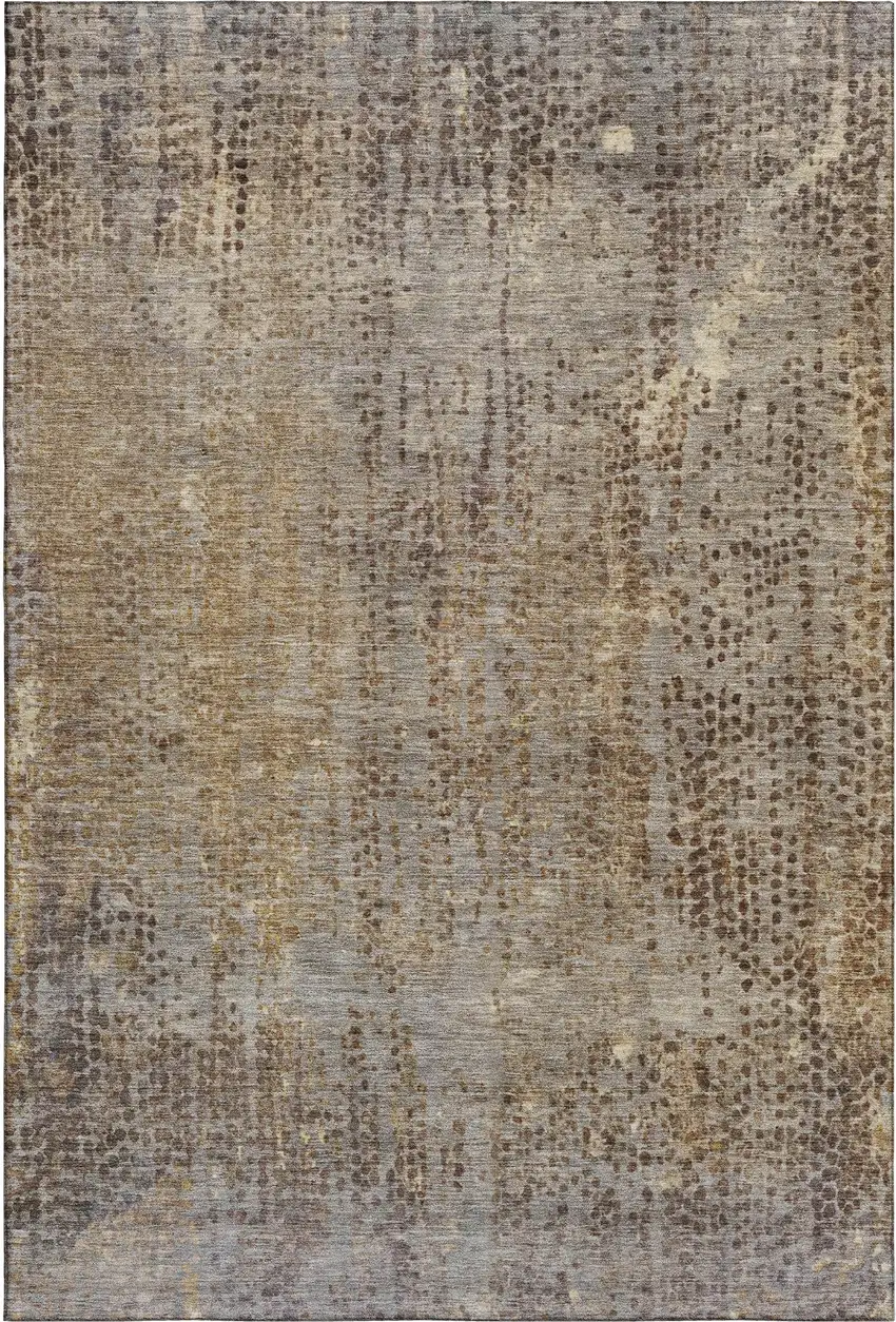 Brown And Taupe Abstract Washable Area Rug With UV Protection Photo 3