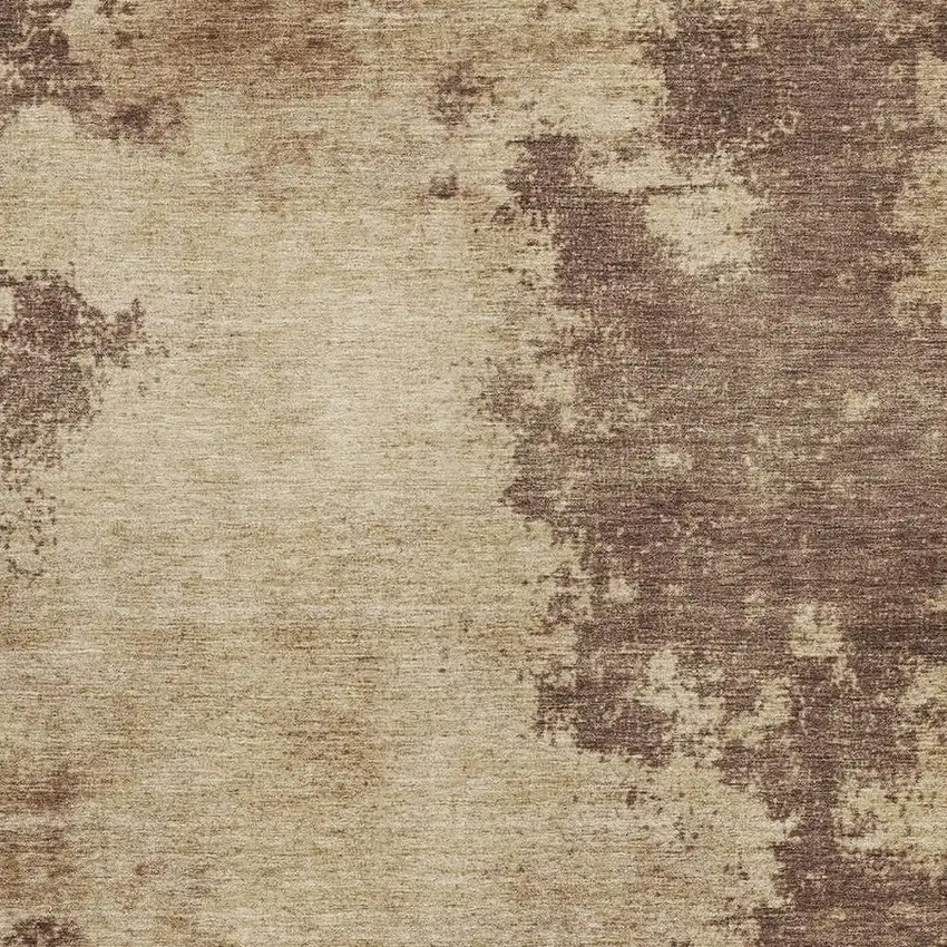 Brown And Taupe Abstract Washable Indoor Outdoor Area Rug Photo 3