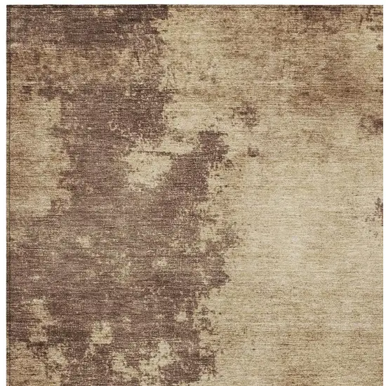 Brown And Taupe Abstract Washable Indoor Outdoor Area Rug Photo 3
