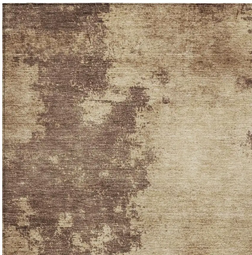 Brown And Taupe Abstract Washable Indoor Outdoor Area Rug Photo 3