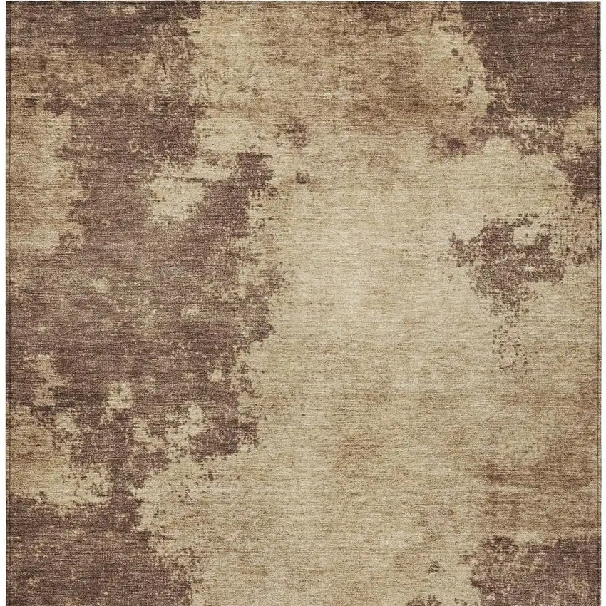 Brown And Taupe Abstract Washable Indoor Outdoor Area Rug Photo 4