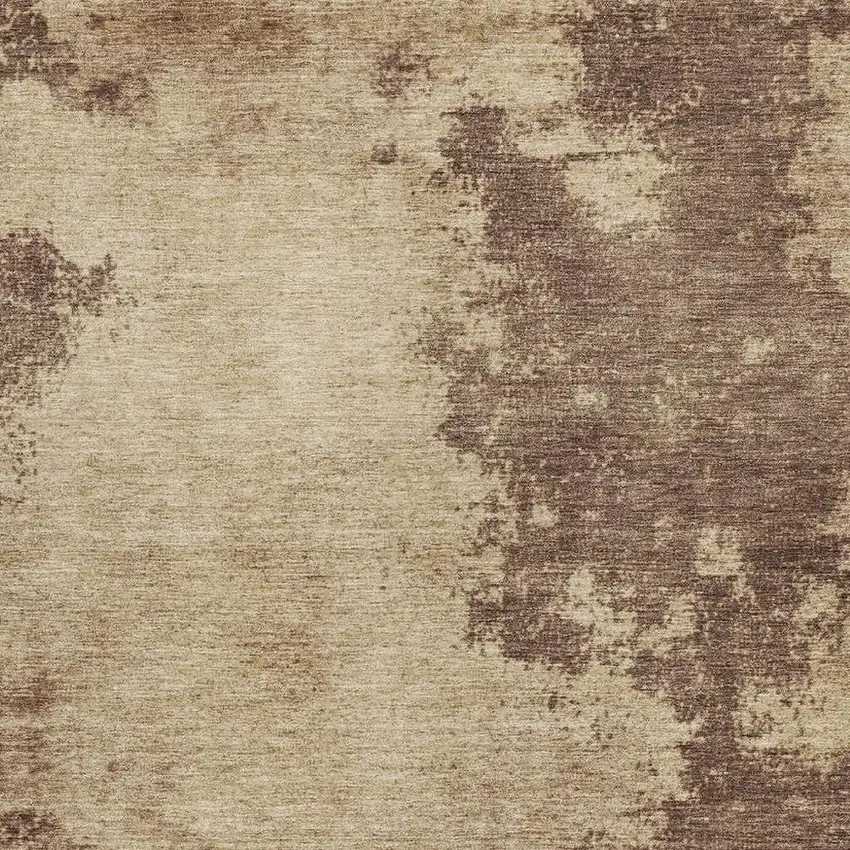 Brown And Taupe Abstract Washable Indoor Outdoor Area Rug Photo 3