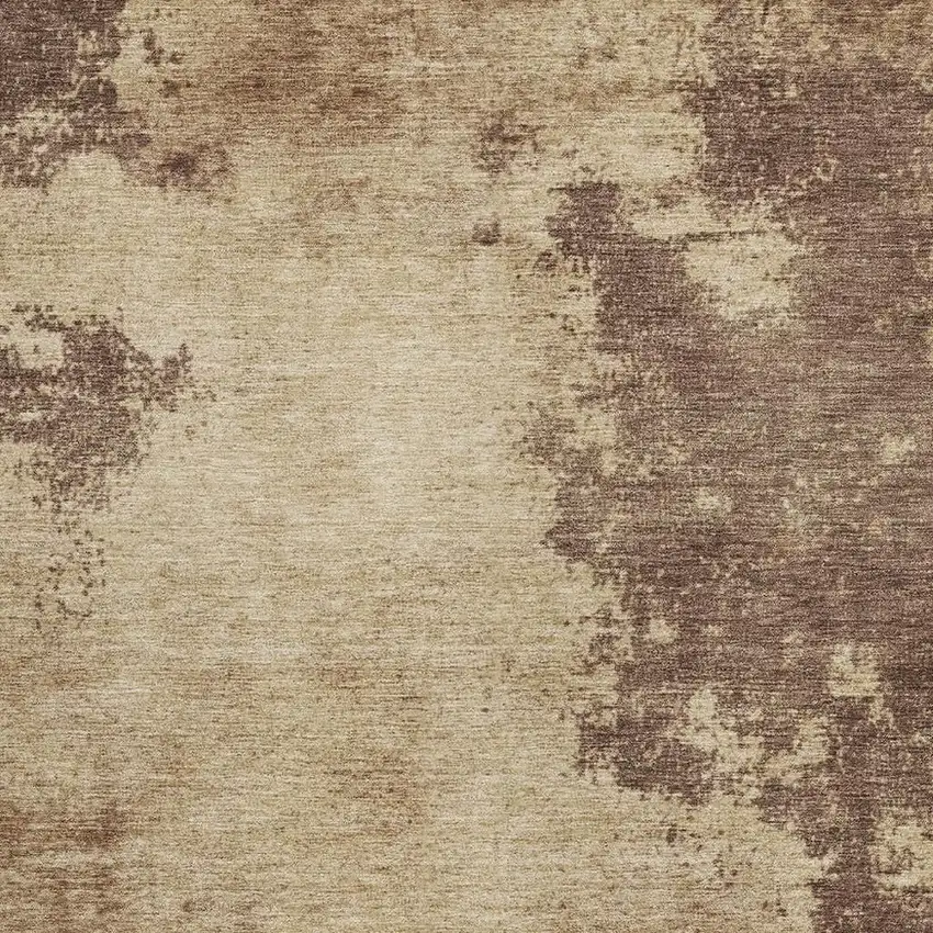 Brown And Taupe Abstract Washable Indoor Outdoor Area Rug Photo 3