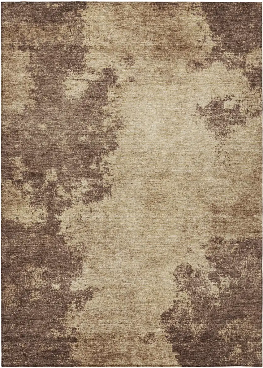 Brown And Taupe Abstract Washable Indoor Outdoor Area Rug Photo 9