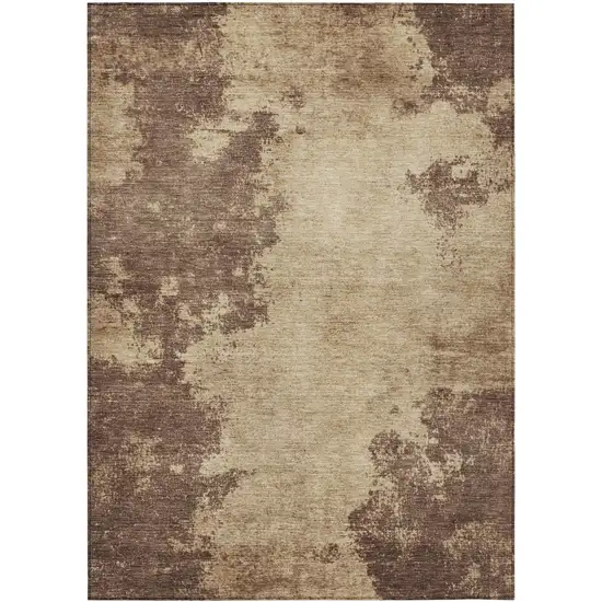 Brown And Taupe Abstract Washable Indoor Outdoor Area Rug Photo 9