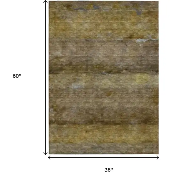 Brown And Taupe Abstract Washable Indoor Outdoor Area Rug Photo 3
