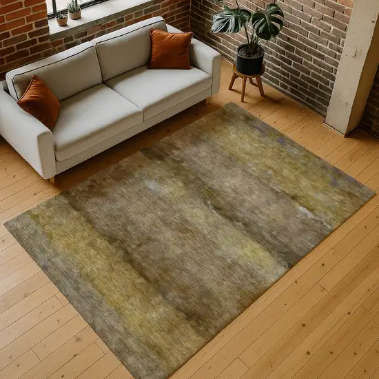 Brown And Taupe Abstract Washable Indoor Outdoor Area Rug Photo 9