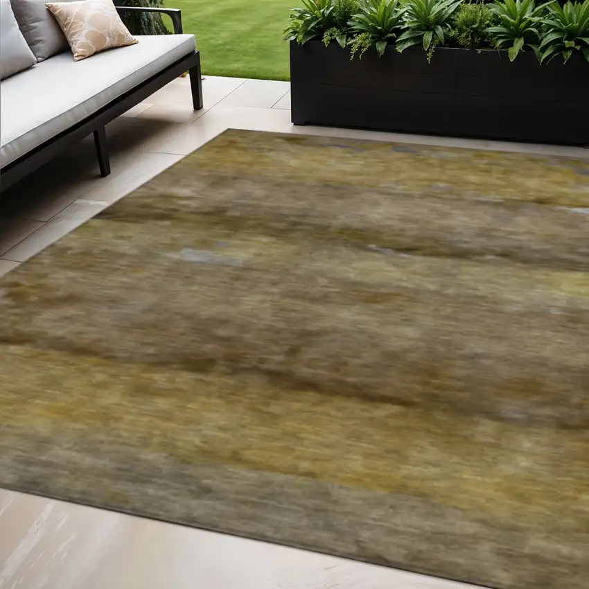 Brown And Taupe Abstract Washable Indoor Outdoor Area Rug Photo 1