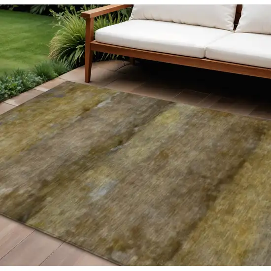 Brown And Taupe Abstract Washable Indoor Outdoor Area Rug Photo 1