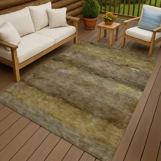 Brown And Taupe Abstract Washable Indoor Outdoor Area Rug Photo 9