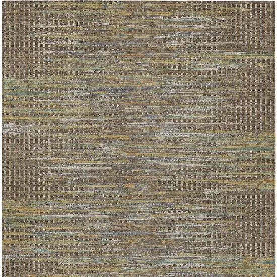 Brown And Taupe Abstract Washable Indoor Outdoor Area Rug Photo 3