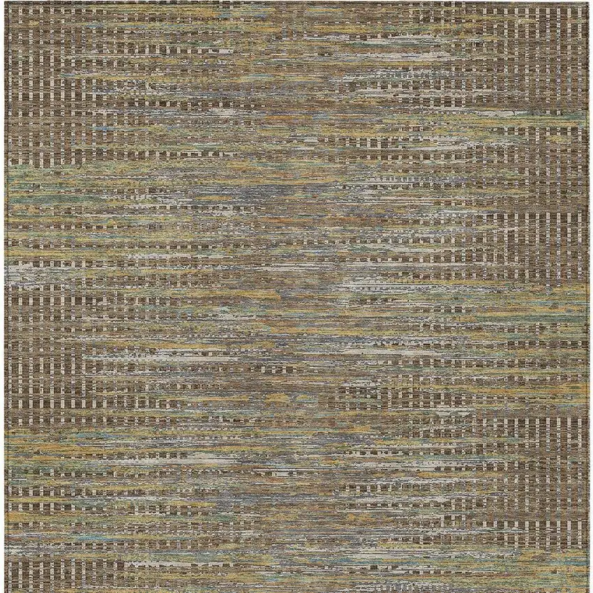 Brown And Taupe Abstract Washable Indoor Outdoor Area Rug Photo 3