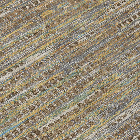 Brown And Taupe Abstract Washable Indoor Outdoor Area Rug Photo 5