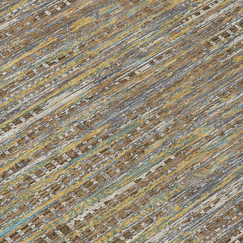 Brown And Taupe Abstract Washable Indoor Outdoor Area Rug Photo 5
