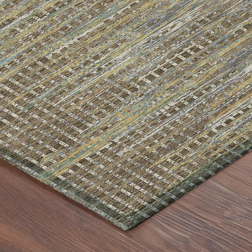 Brown And Taupe Abstract Washable Indoor Outdoor Area Rug Photo 4
