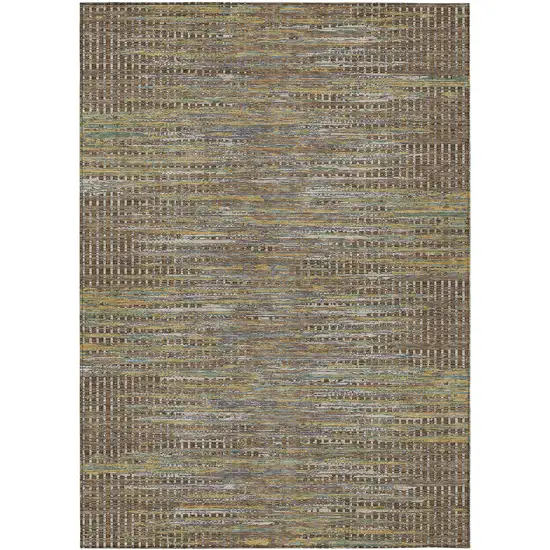 Brown And Taupe Abstract Washable Indoor Outdoor Area Rug Photo 1