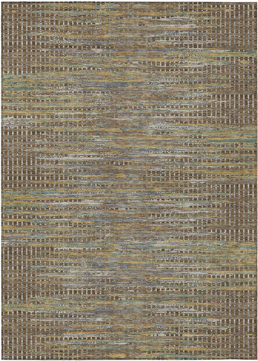 Brown And Taupe Abstract Washable Indoor Outdoor Area Rug Photo 1