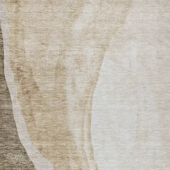 Brown And Taupe Abstract Washable Indoor Outdoor Area Rug Photo 5