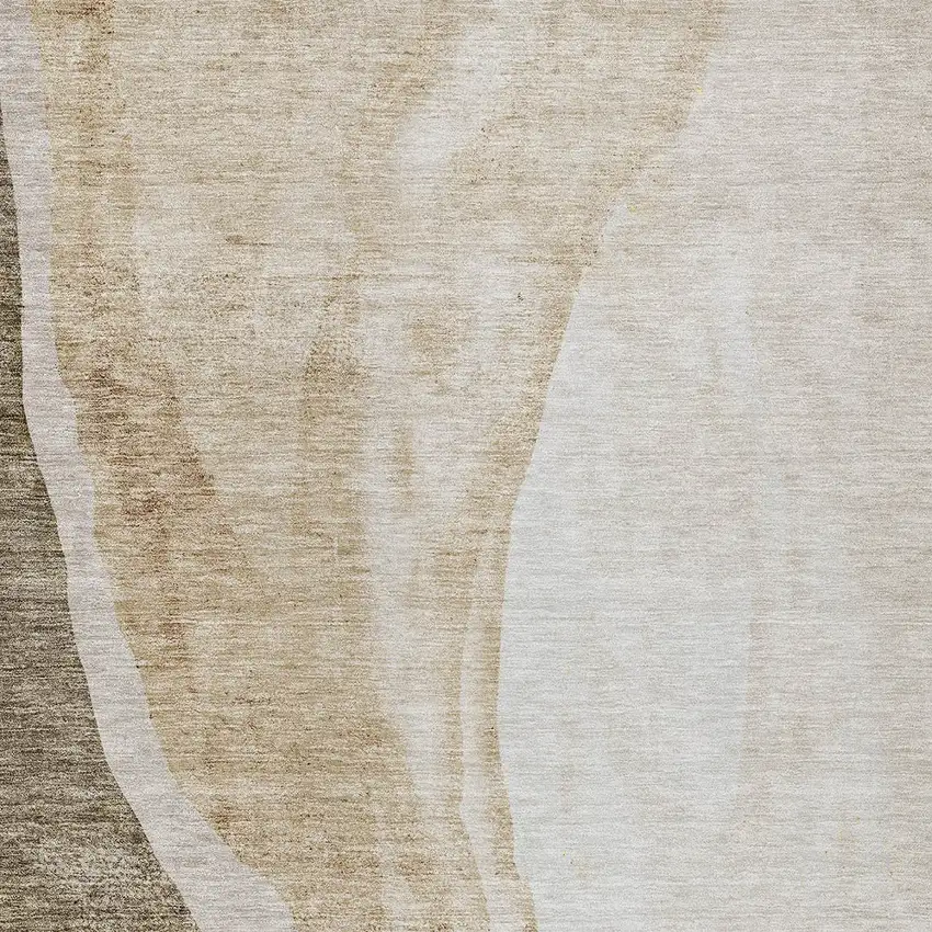 Brown And Taupe Abstract Washable Indoor Outdoor Area Rug Photo 5