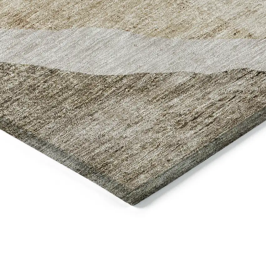 Brown And Taupe Abstract Washable Indoor Outdoor Area Rug Photo 4