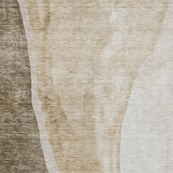 Brown And Taupe Abstract Washable Indoor Outdoor Area Rug Photo 6
