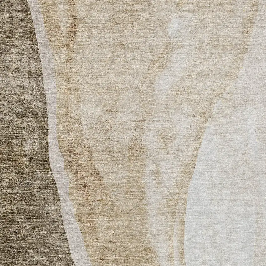Brown And Taupe Abstract Washable Indoor Outdoor Area Rug Photo 6