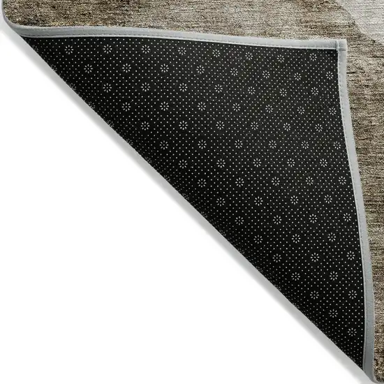 Brown And Taupe Abstract Washable Indoor Outdoor Area Rug Photo 4