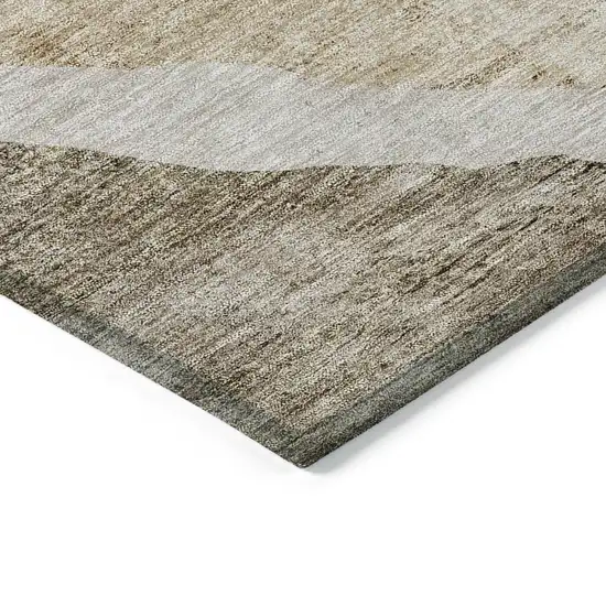 Brown And Taupe Abstract Washable Indoor Outdoor Area Rug Photo 4