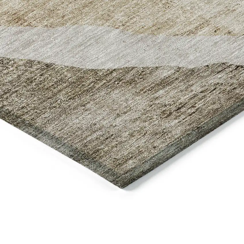 Brown And Taupe Abstract Washable Indoor Outdoor Area Rug Photo 4
