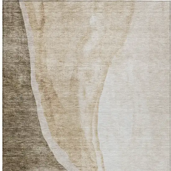 Brown And Taupe Abstract Washable Indoor Outdoor Area Rug Photo 6