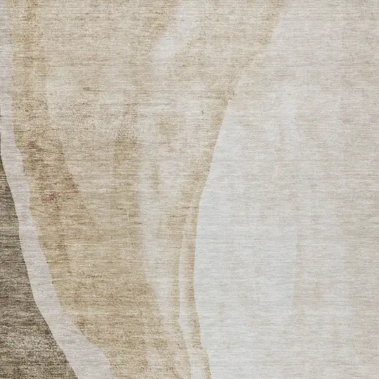 Brown And Taupe Abstract Washable Indoor Outdoor Area Rug Photo 5