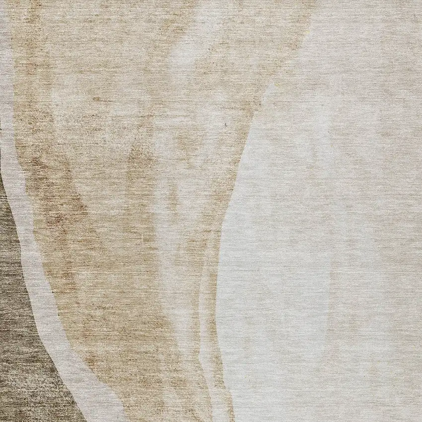 Brown And Taupe Abstract Washable Indoor Outdoor Area Rug Photo 5