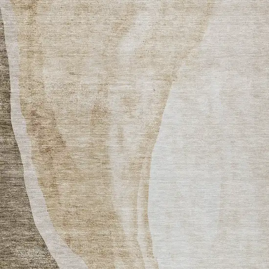 Brown And Taupe Abstract Washable Indoor Outdoor Area Rug Photo 5