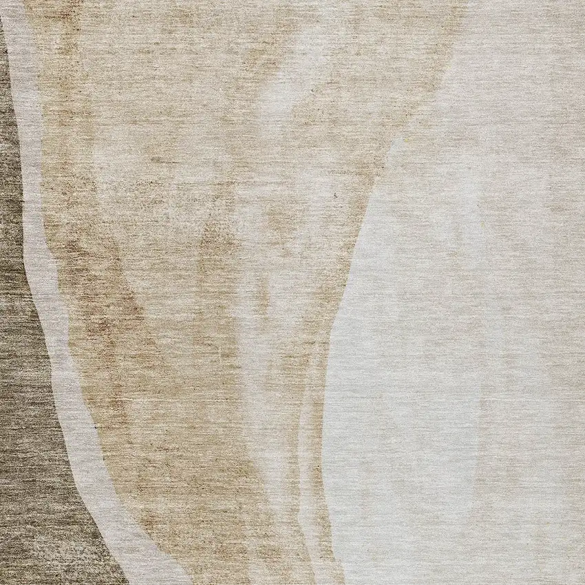 Brown And Taupe Abstract Washable Indoor Outdoor Area Rug Photo 5