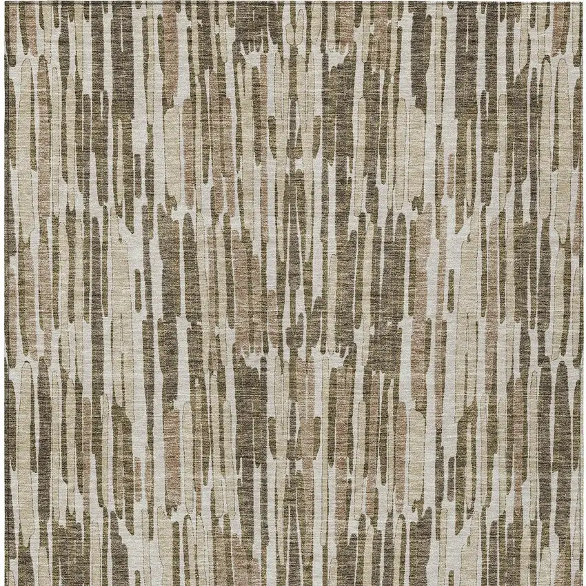 Brown And Taupe Abstract Washable Indoor Outdoor Area Rug Photo 6