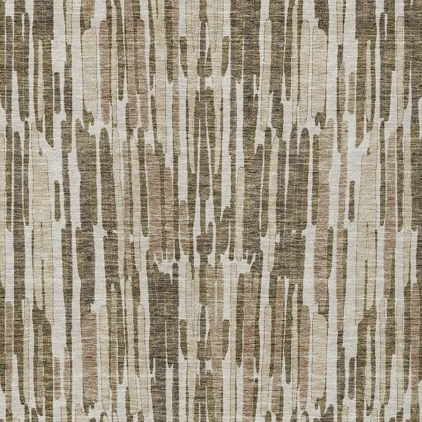 Brown And Taupe Abstract Washable Indoor Outdoor Area Rug Photo 6