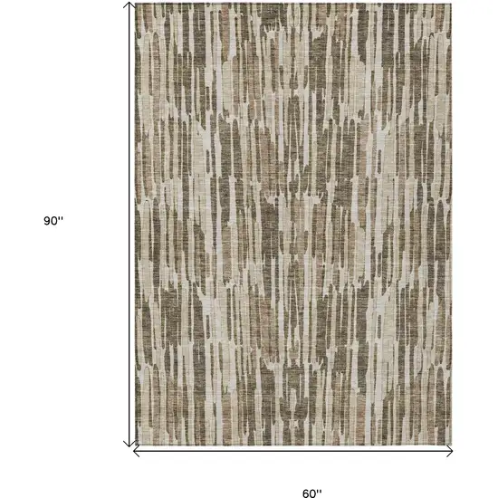 Brown And Taupe Abstract Washable Indoor Outdoor Area Rug Photo 2
