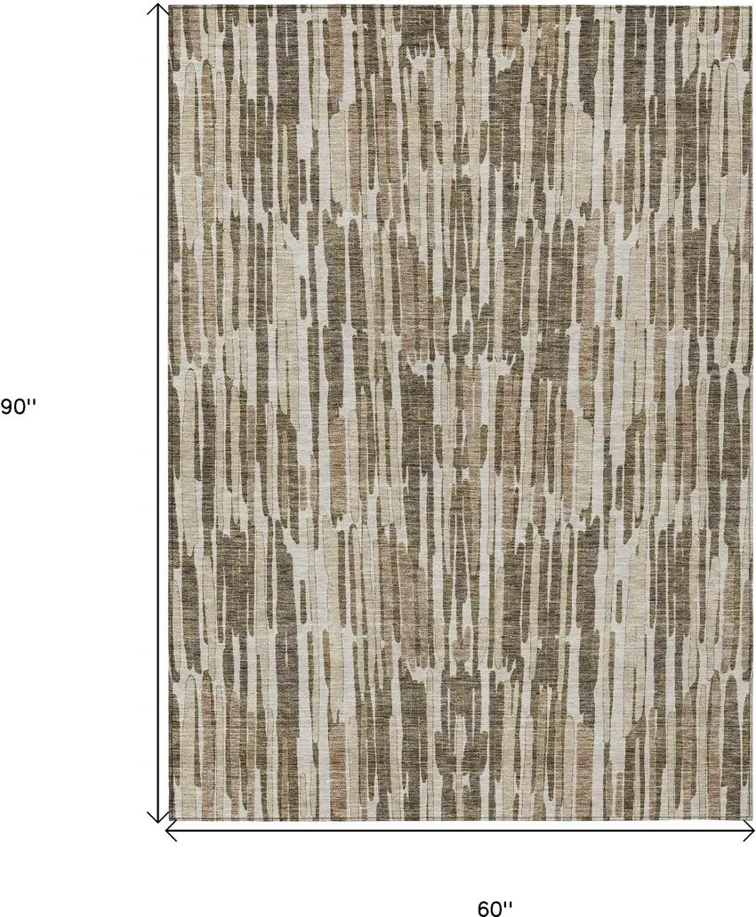 Brown And Taupe Abstract Washable Indoor Outdoor Area Rug Photo 2