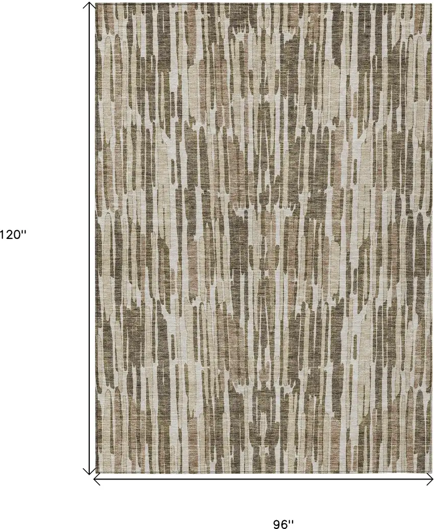 Brown And Taupe Abstract Washable Indoor Outdoor Area Rug Photo 3