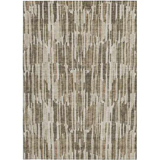 Brown And Taupe Abstract Washable Indoor Outdoor Area Rug Photo 6