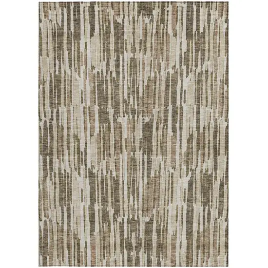 Brown And Taupe Abstract Washable Indoor Outdoor Area Rug Photo 6