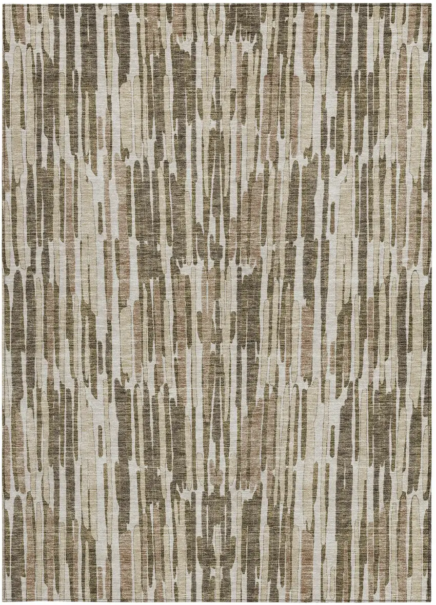 Brown And Taupe Abstract Washable Indoor Outdoor Area Rug Photo 6