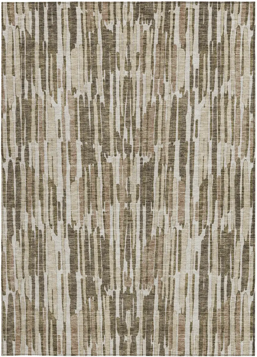 Brown And Taupe Abstract Washable Indoor Outdoor Area Rug Photo 6