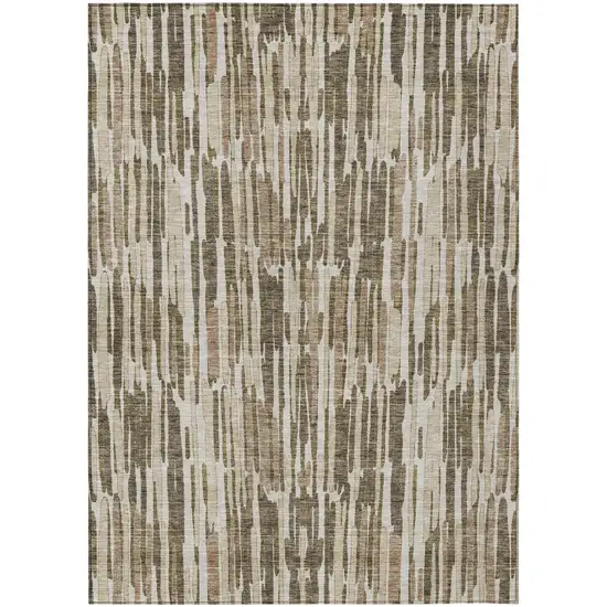 Brown And Taupe Abstract Washable Indoor Outdoor Area Rug Photo 2