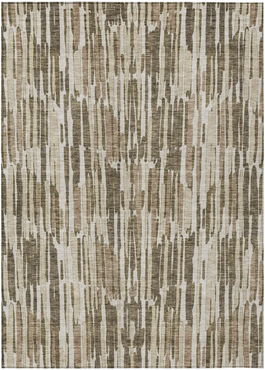 Brown And Taupe Abstract Washable Indoor Outdoor Area Rug Photo 2